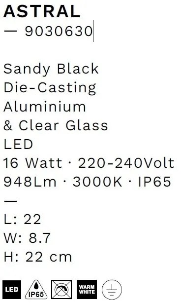 Aplica de perete LED iluminat exterior decorativ IP65 ASTRAL