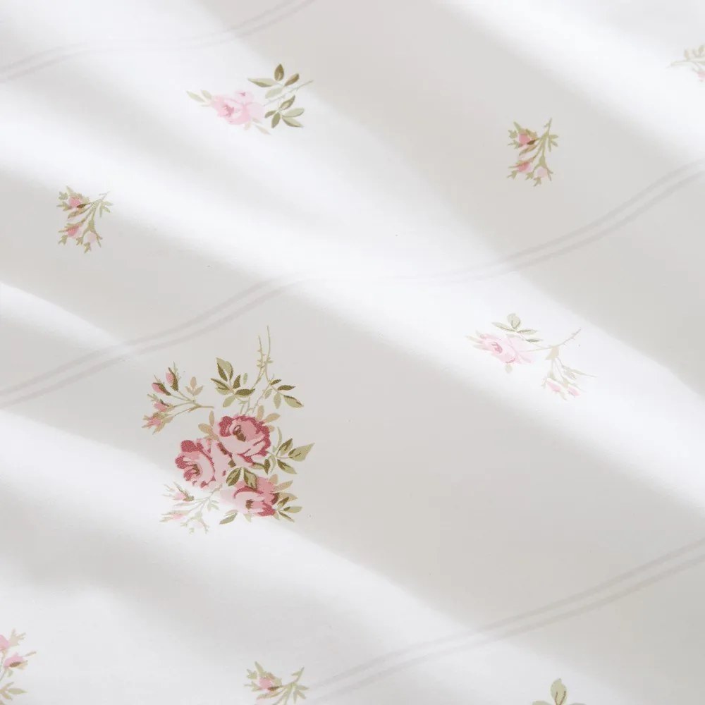 Lenjerie de pat crem din bumbac percal pentru pat de o persoană 135x200 cm Vintage Rosebud Lace – Bianca