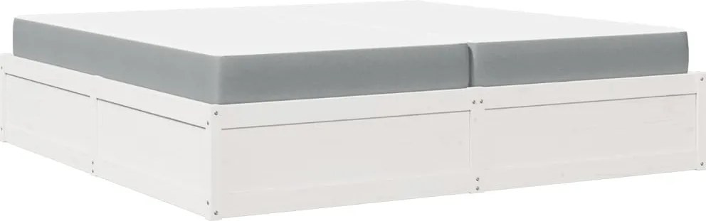 vidaXL Pat cu saltea, 200x200 cm, alb, lemn masiv de pin