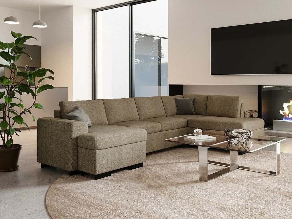 Colțar Scandinavian Choice B104Beige, 356x287x82cm, Picioare: Lemn