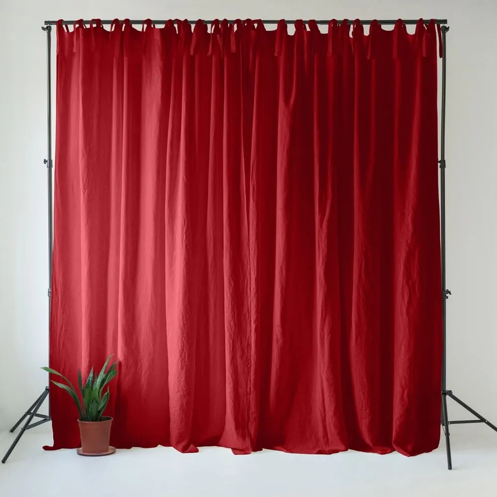 Draperie roșie din in 140x300 cm Lava Falls – Linen Tales