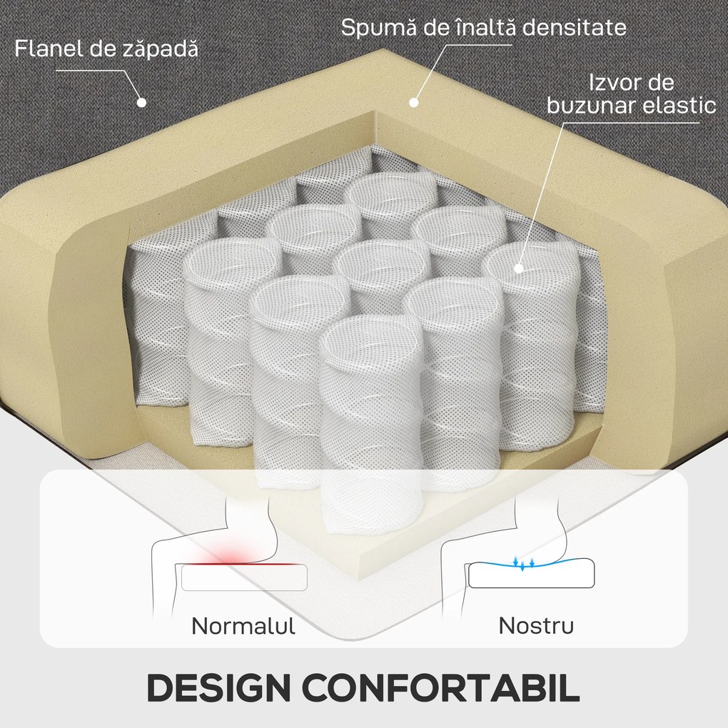 HOMCOM Fotoliu de Living Stil Francez cu Perne Detașabile Gri | Aosom Romania