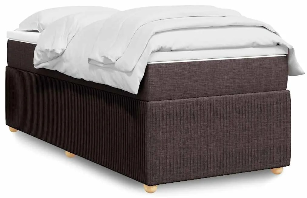vidaXL Pat box spring cu saltea, maro închis, 100x200 cm, textil