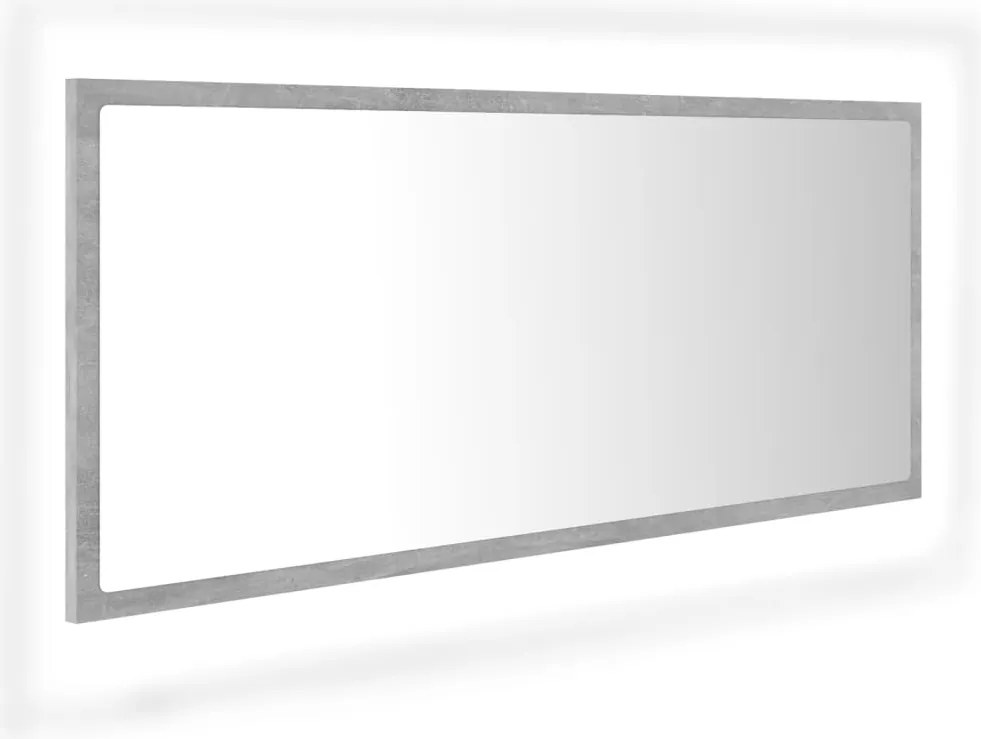 vidaXL Oglindă de baie cu LED, gri beton, 100x8,5x37 cm, acril