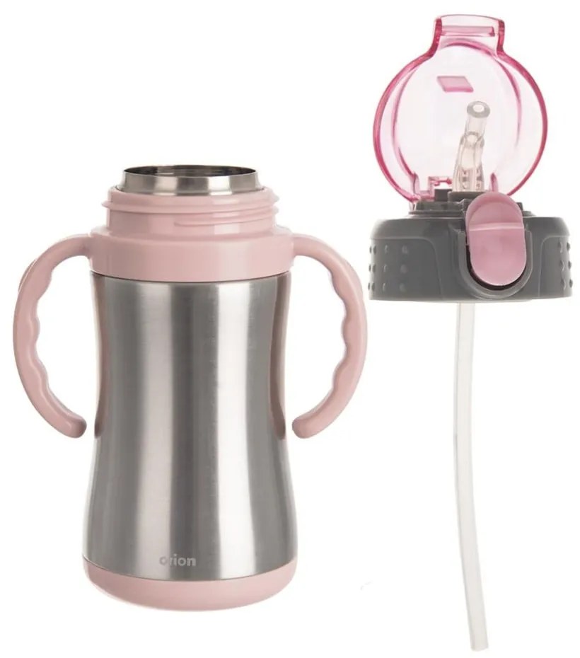 Sticlă pentru copii roz-deschis din oțel inoxidabil 330 ml – Orion