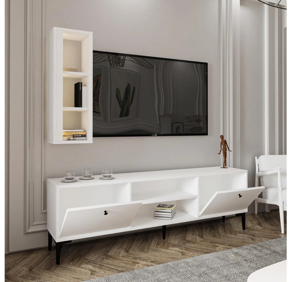 Mobilier living Kuvuni 1 (alb) (cu iluminat). 1095640