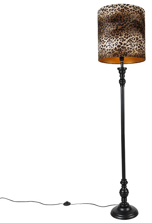 Lampă de podea neagră cu abajur leopard 40 cm - Classico