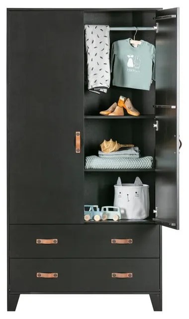 Șifonier din lemn de pin WOOOD Dian, negru