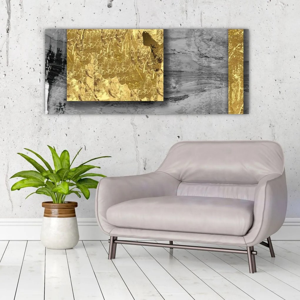 Tablou - Pătrate de aur N⁰2 (120x50 cm)
