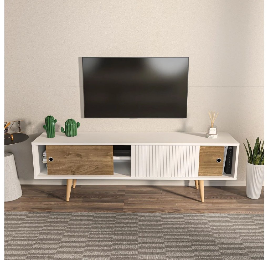 Dulap TV Ecranissa (alb + Nuc). Promo -16%. 1107290
