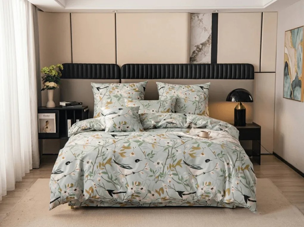 Lenjerie de pat din microfibra FLORIBIRD verde Dimensiune lenjerie de pat: 70 x 90 cm | 140 x 200 cm