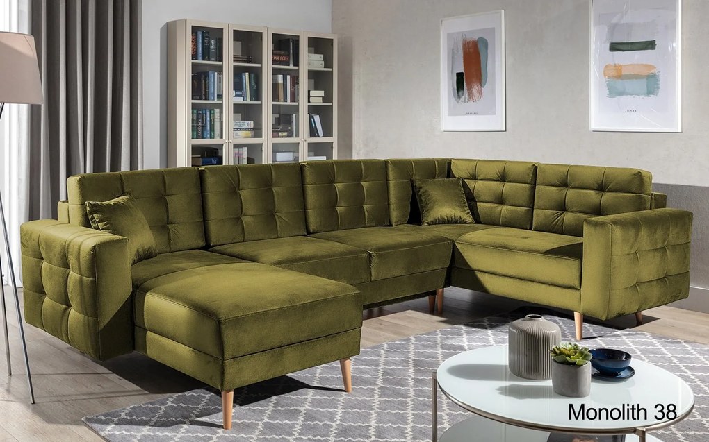 Colțar lemn masiv Formă U Extensibil Haga 320x202cm Personalizabil - Monolith 97