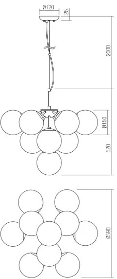Lustră pe cablu AGAPE 10xE14/28W/230V auriu Redo 01-2940