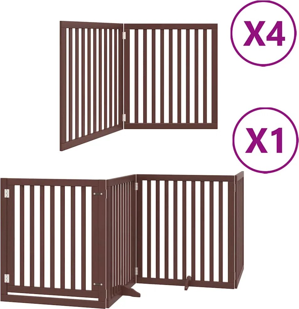 vidaXL Poartă câini pliabilă cu ușă 12 panouri maro 960 cm, lemn plop