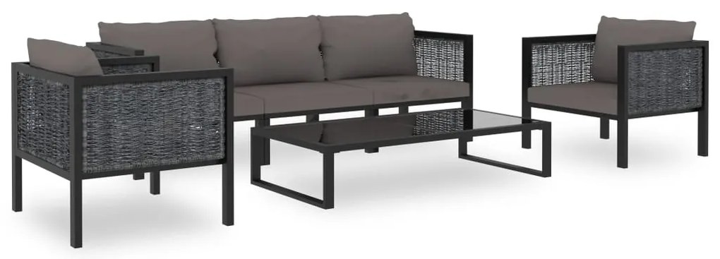 vidaXL Set mobilier de grădină cu perne, 6 piese, antracit, poliratan