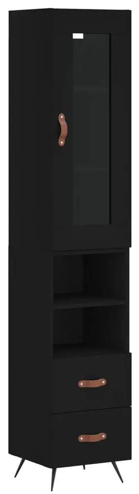 3199274 vidaXL Dulap înalt, negru, 34,5x34x180 cm, lemn prelucrat
