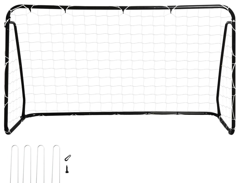 HOMCOM But de fotbal - portiță de fotbal - but de antrenament dim. 203L x 81l x 120H cm - șasiu metal epoxidic poliester - pichete incluse - negru | Aosom Romania
