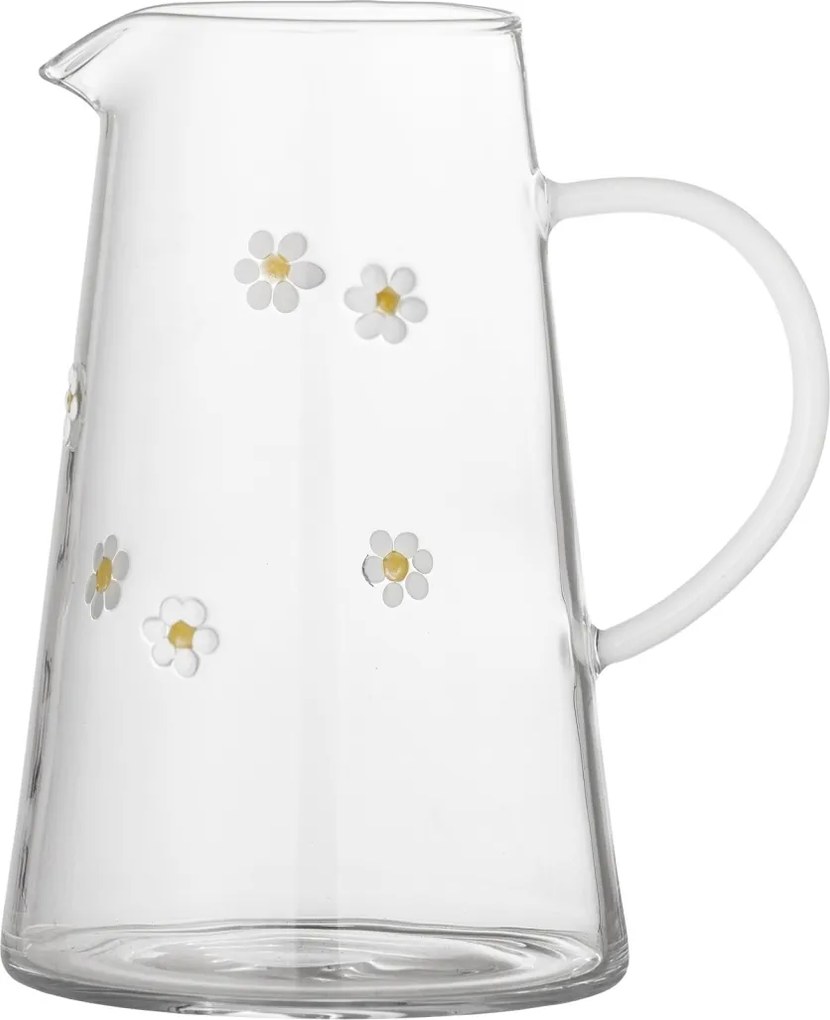 Carafă din sticlă cu motive florale, D12×H19 cm, transparentă, „Buzz"