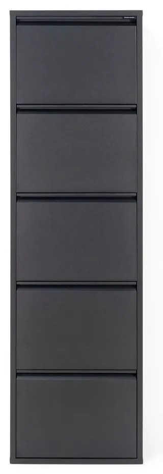 Pantofar negru cu deschidere înclinată din metal 50x169x15 cm Billy – Spinder Design