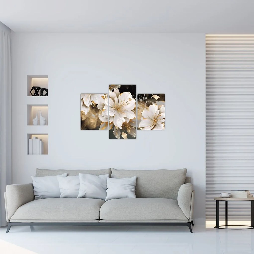 Tablou - Flori în aur (90x60 cm)