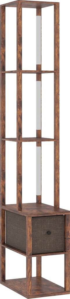 HOMCOM Lampă de podea LED cu rafturi, intensitate reglabilă, comutator cu picior pentru dormitor, maro rustic | Aosom Romania