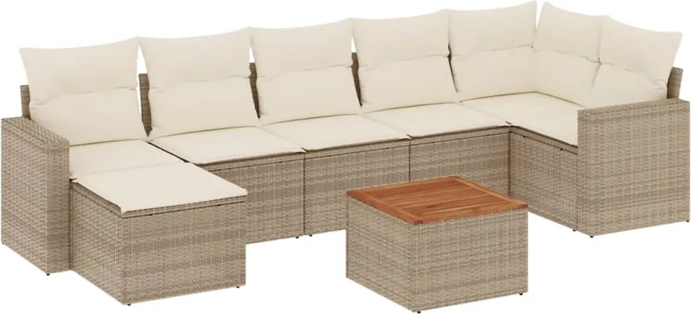 vidaXL Set canapele de grădină, 8 piese, cu perne, bej, poliratan