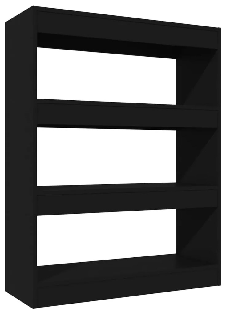 811701 vidaXL Bibliotecă/Separator cameră, negru, 80x30x103 cm, lemn compozit