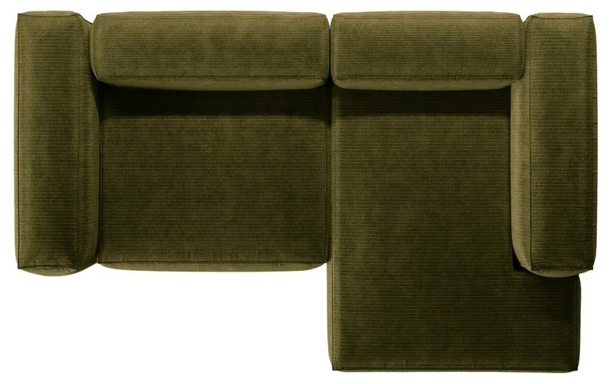 Colțar verde cu tapițerie din catifea reiată (cu colț pe partea dreaptă/cu șezlong) Bergamo – Cosmopolitan Design