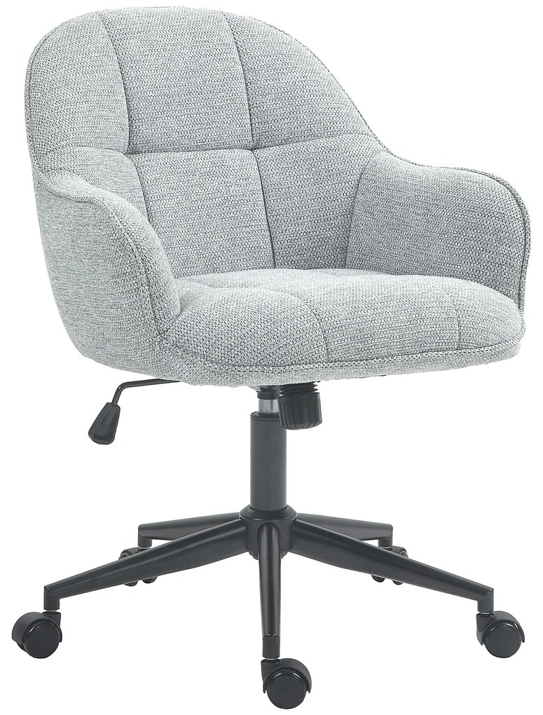 HOMCOM Scaun fauteuil de birou cu spătar și șezut capitonat reglabil în înălțime rotativ 360° bază neagră tapiterie țesătură gri | Aosom Romania