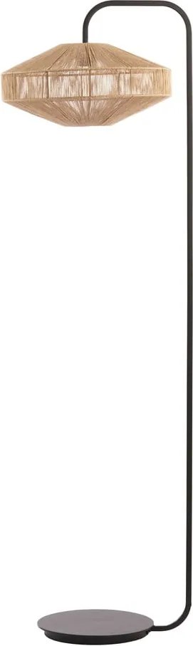 Lampadar negru mat/în culoare naturală cu abajur textil (înălțime 164 cm) Lyra – Light &amp; Living