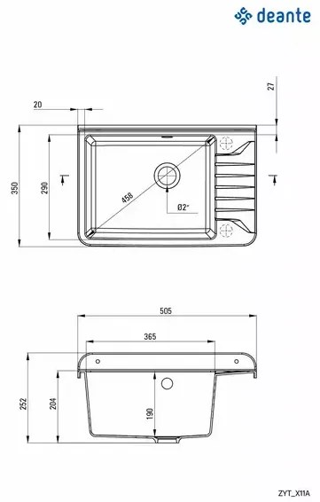Chiuveta polistiren pentru gradina Deante Garden 35x50.5 cm grafit