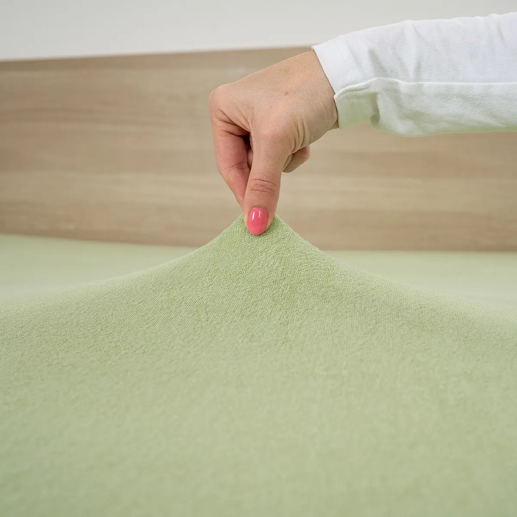 Cearșaf de pat 4Home, din frotir, verde, 180 x 200 cm, 180 x 200 cm