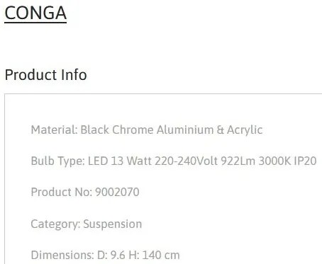 Pendul LED stil minimalist CONGA crom negru