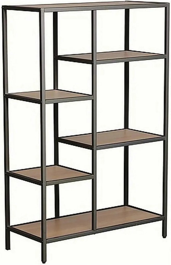 Etajera COSTA B, stejar/negru, PAL/metal, 70x30x109 cm