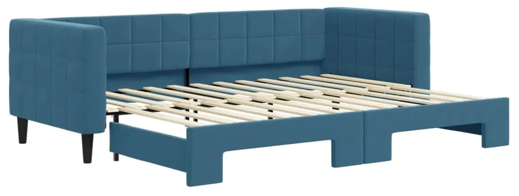 3196683 vidaXL Pat de zi cu extensie, albastru, 80x200 cm, catifea