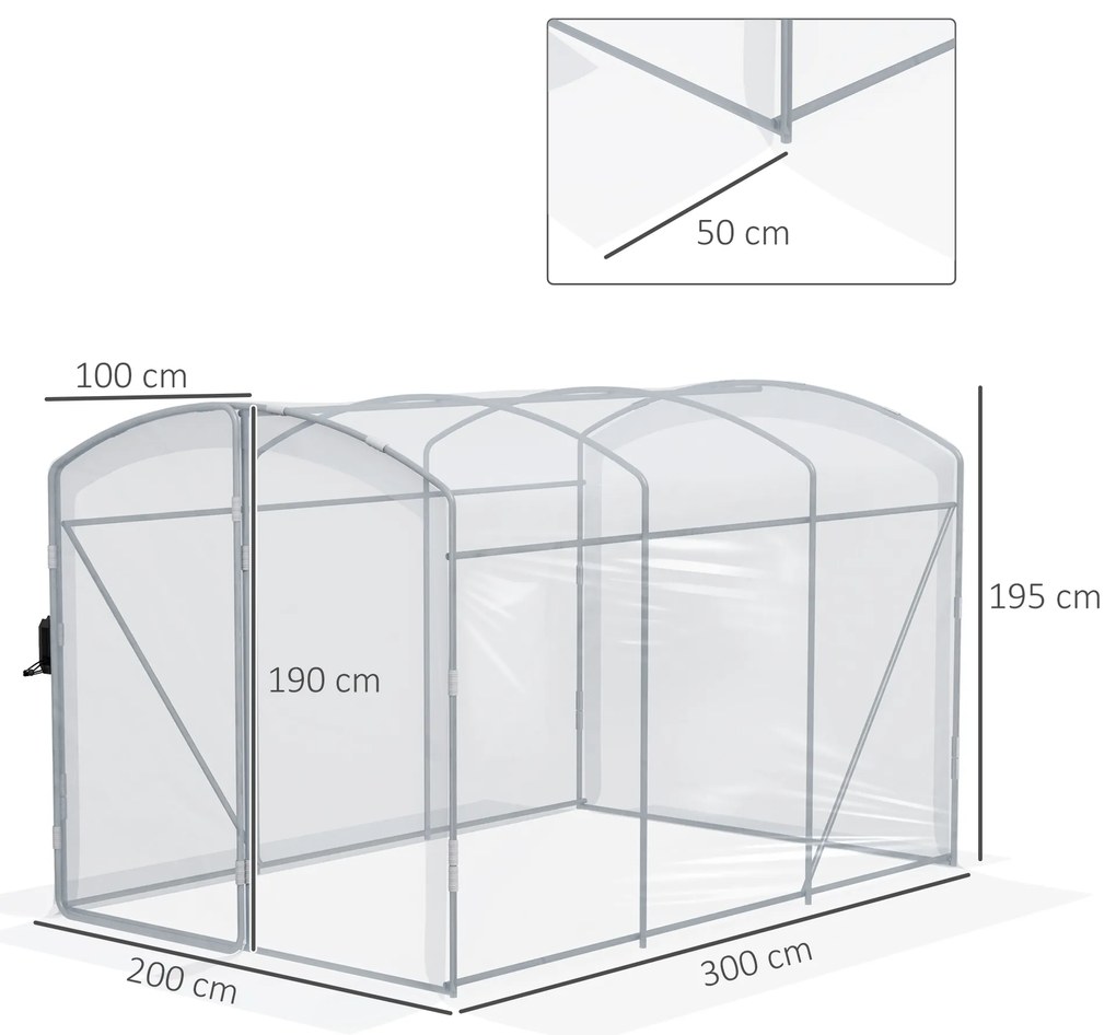 Outsunny Solariu de tunel, acoperit cu folie transparentă, cadru de oțel galvanizat, 3 x 2 x 2m | Aosom Romania
