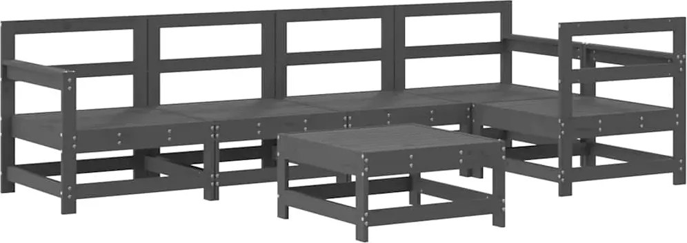 vidaXL Set mobilier relexare de grădină, 6 piese, gri, lemn masiv pin