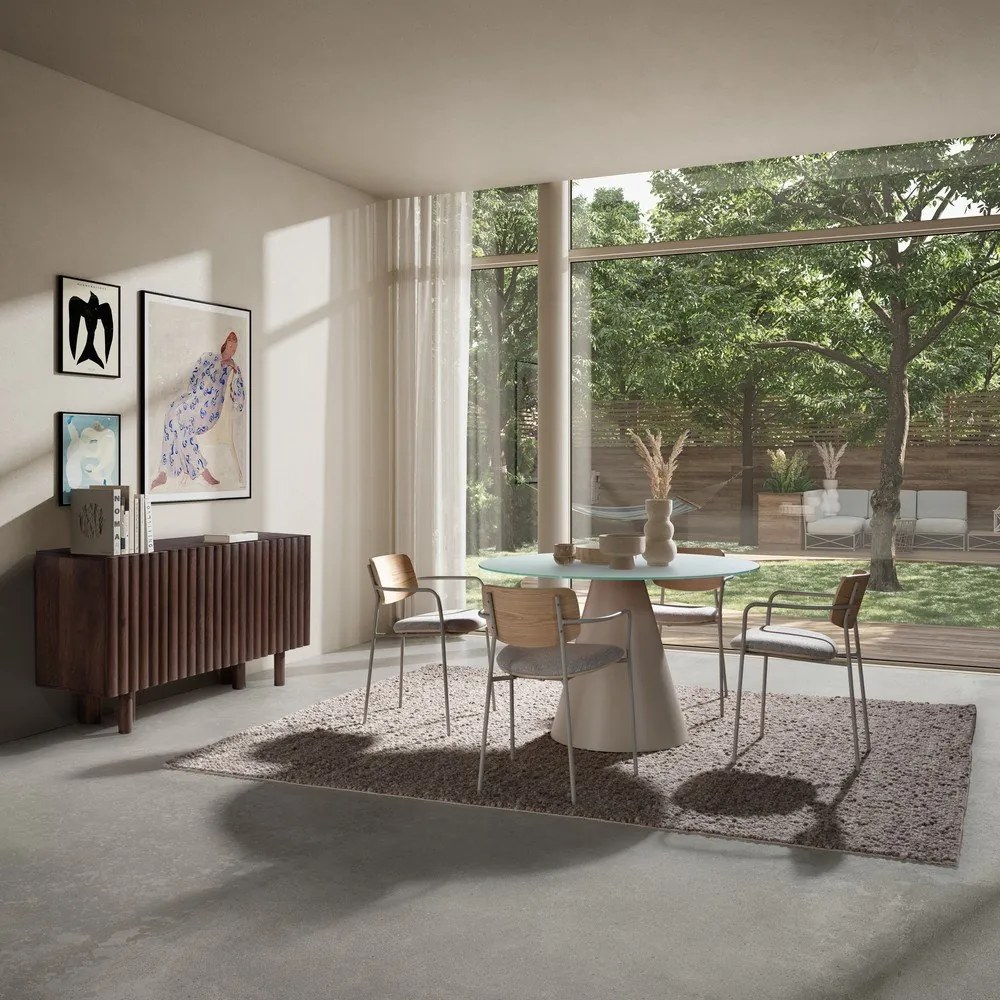 Masă de dining rotundă cu blat din sticlă ø 120 cm Vida – MOME