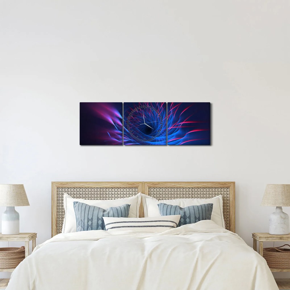 Tablou - abstaracție cu floare (cu ceas) (90x30 cm)