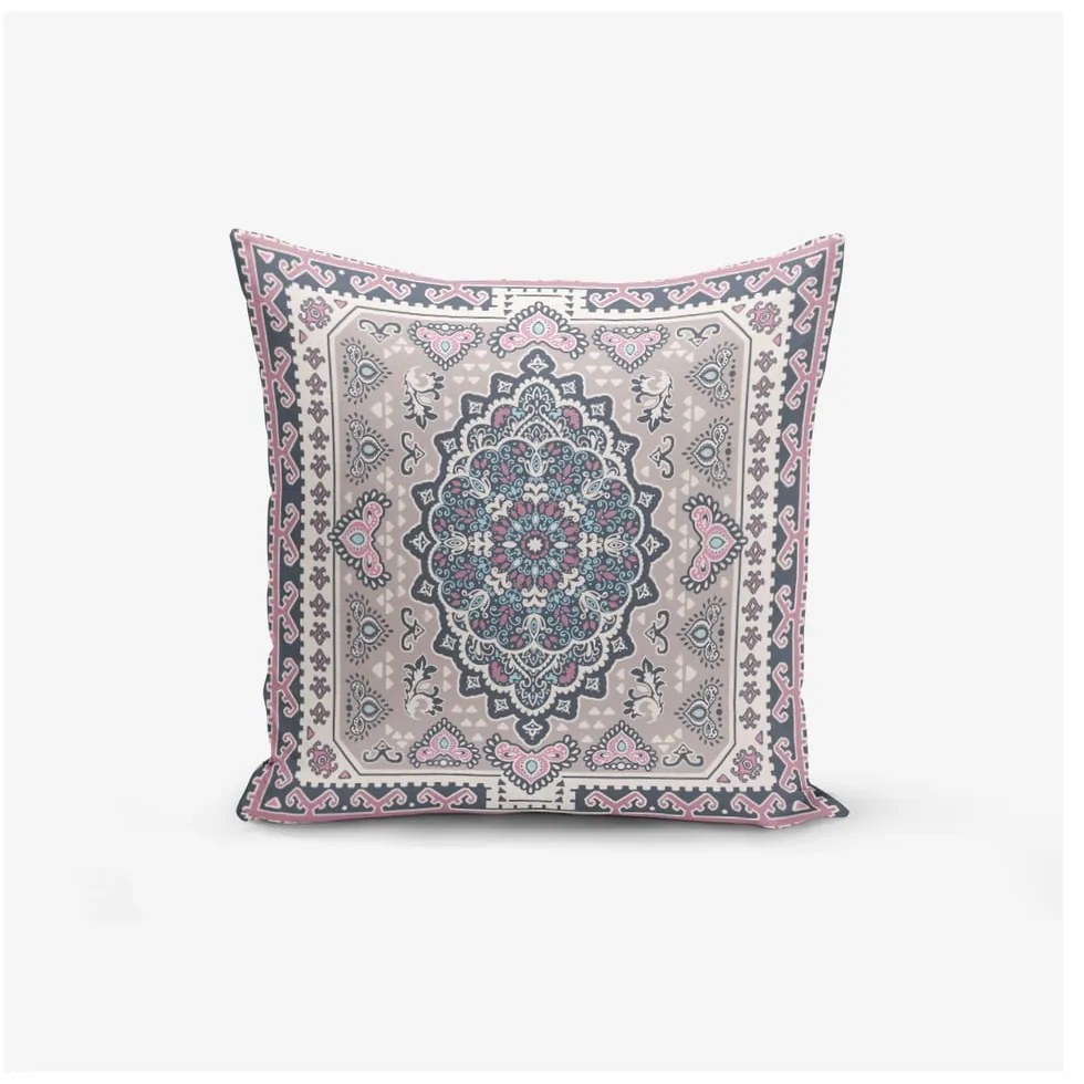 Set 4 fețe de pernă decorative Minimalist Cushion Covers Pink Ethnic, 45 x 45 cm