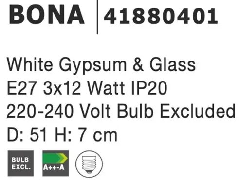 Plafoniera design modern slim din gips alb 51cm BONA