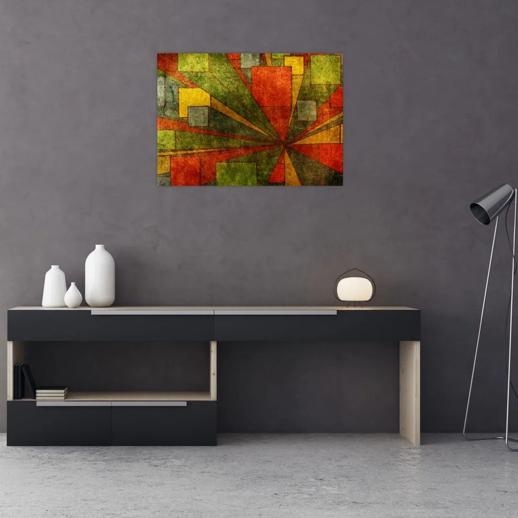 Tablou pe sticlă cu abstracție geometrică (70x50 cm)