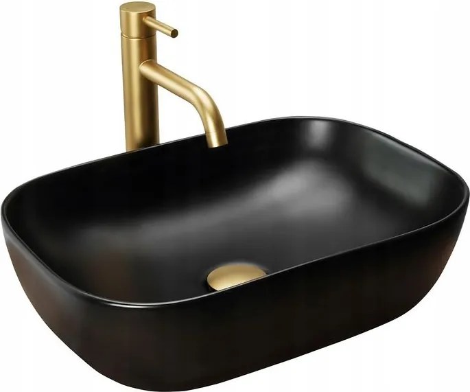 Lavoar pe blat Ceramic Basaro Hestia negru mat