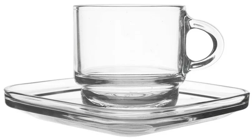 Orion Set de căni din sticlă cu farfurioară Cozy 6bucăți, 0,091 ml, 91 ml