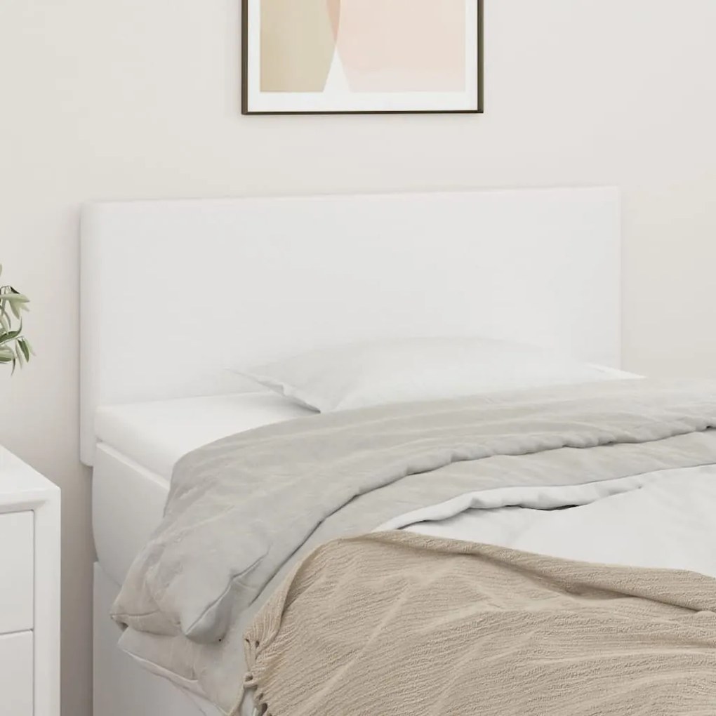 vidaXL Tăblie de pat, alb, 90x5x78/88 cm, piele ecologică