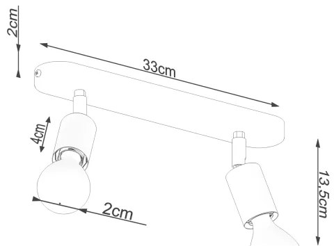 Spot FORNES 2xE27/60W/230V negru Sollux SL.1121