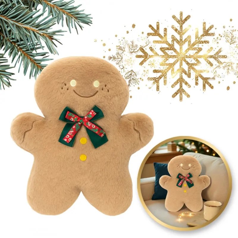 Perna decorativa din catifea in forma de turta dulce GINGERBREAD, bejă
