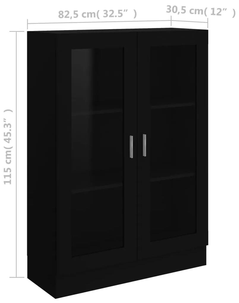 Dulap cu vitrina, negru, 82,5 x 30,5 x 115 cm, PAL 1, Negru, 82.5 x 30.5 x 115 cm