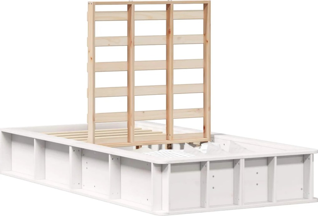 vidaXL Cadru de pat Alb 100 x 200 cm Lemn de pin masiv