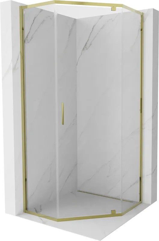 Mexen Exo-R cabina de duș pentagonală cu deschidere de 90 x 90 cm, transparentă, aurie - 812-090-090-50-00